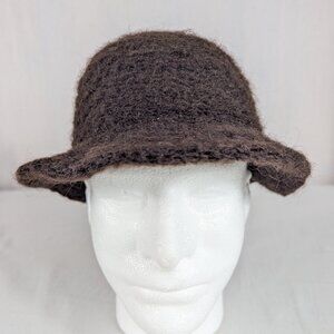 Lord & Taylor Vintage Brown Bucket Hat Made in Italy Curly Yarn Winter Downtown